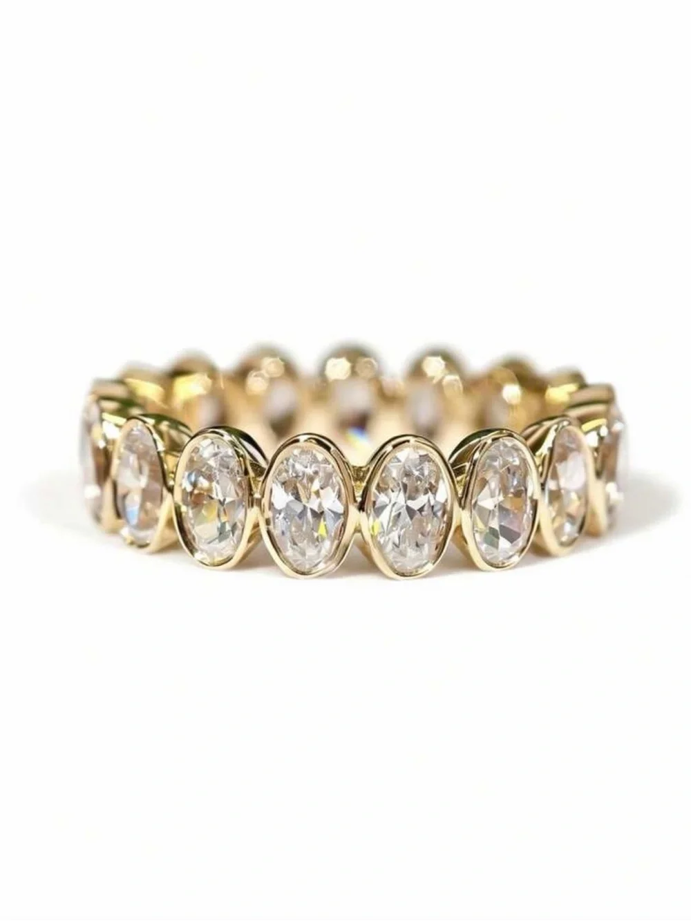 NEW 18k Gold Diamond Ring Band Oval Pave Diamond Ring Stackable